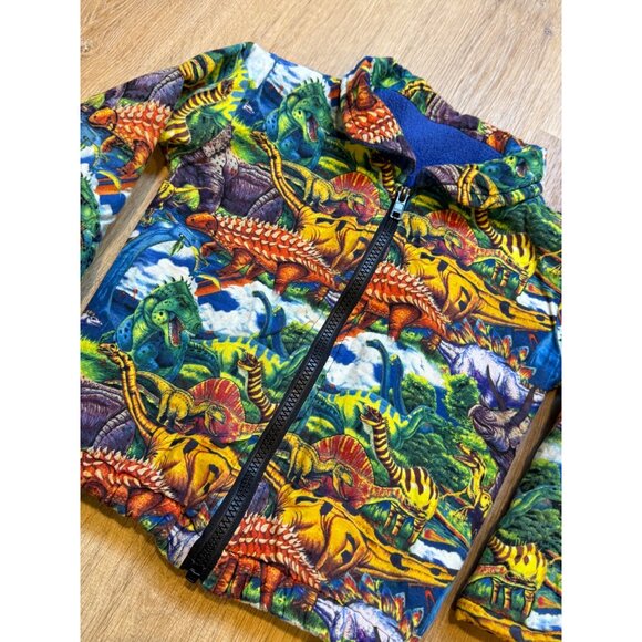 Y2K 90s Toddler Dinosaur All Over Print Fleece Jacket With Colorful Print & Zip- - Picture 2 of 7